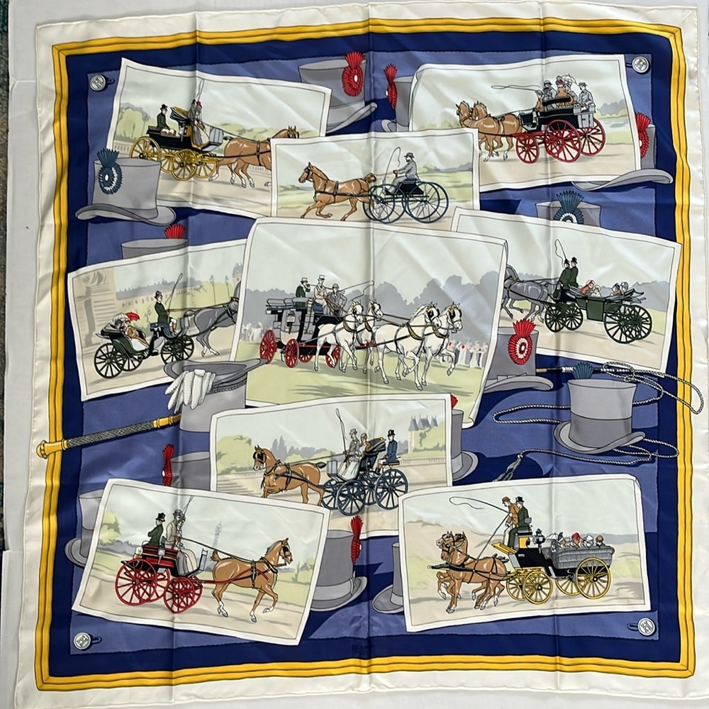 Vintage Hermès Attelages" silk scarf 90cm